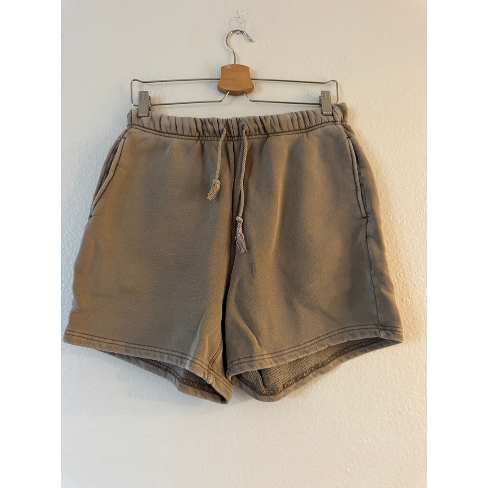 Elwood Organic Cotton Core Sweat Shorts Relaxed Fit Pockets Size M Brown Exc